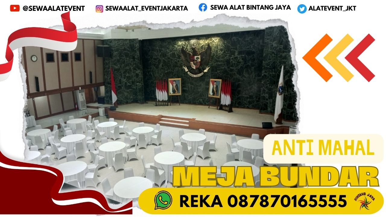 SEWA MEJA BUNDAR D 160CM KAWASAN INDUSTRI SURYA CIPTA KARAWANG