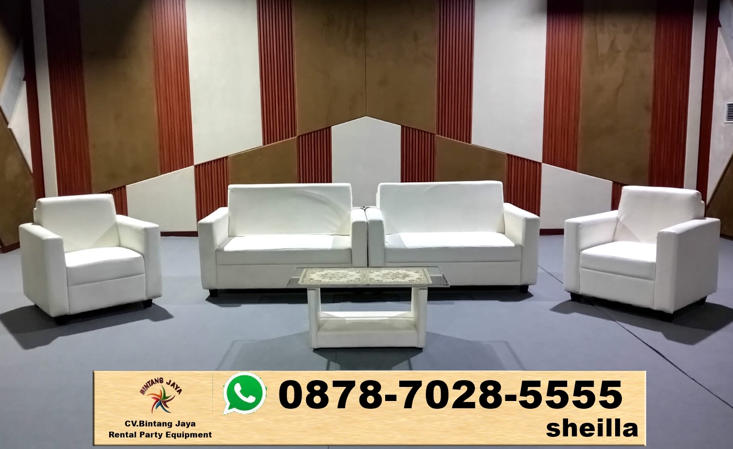 Sewa sofa kotak double kawasan industri Marunda Center Bekasi