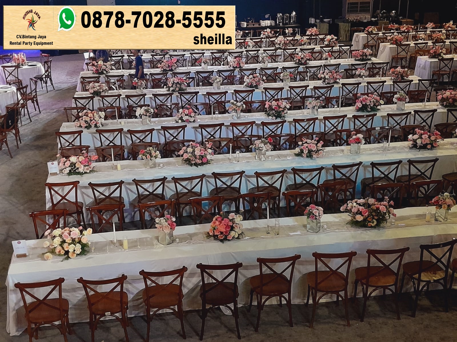 Sewa kursi silang crossback kursi kayu Ciledug Tanggerang