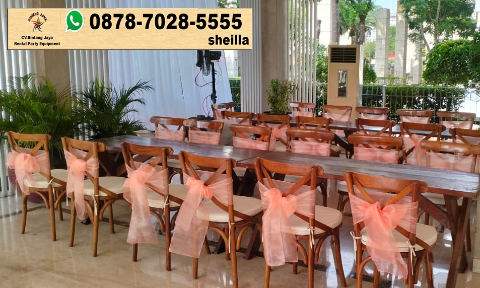 Harga sewa kursi kayu crossback Jakarta terbaru 2024