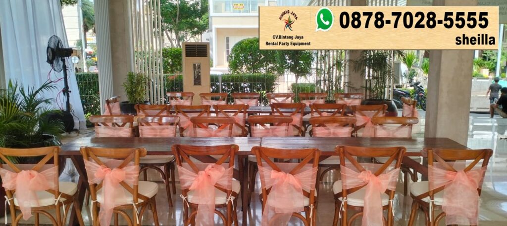 Harga sewa kursi kayu crossback Jakarta terbaru 2024