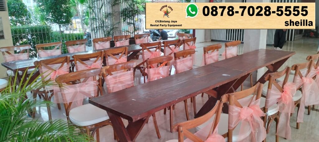 Harga sewa kursi kayu crossback Jakarta terbaru 2024