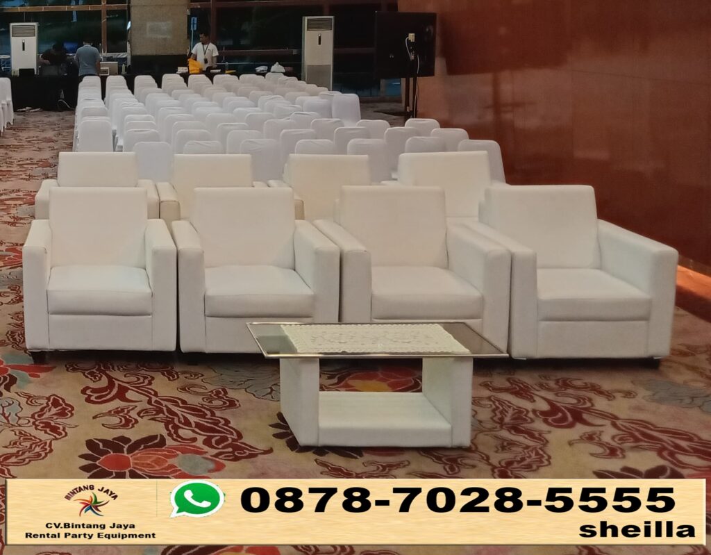 Jasa sewa kursi tamu kursi sofa kotak putih Jakarta Barat