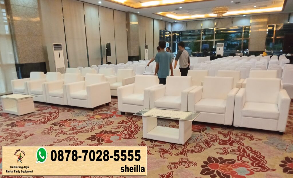 Jasa sewa kursi tamu kursi sofa kotak putih Jakarta Barat