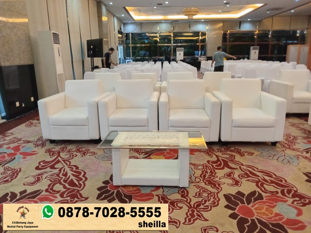 Jasa sewa kursi tamu kursi sofa kotak putih Jakarta Barat