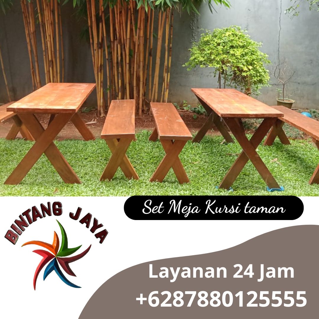 Sewa Meja Taman & Kursi Kayu Panjang Jakarta