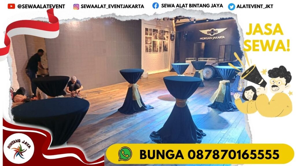 SEWA MEJA BAR COVER HITAM SIAP KIRIM DI JABODETABEK 2024