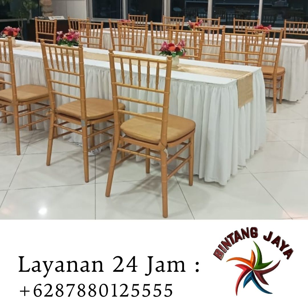 Sewa Kursi Tiffani Kayu Cover Gold Berkualitas Area Tangerang