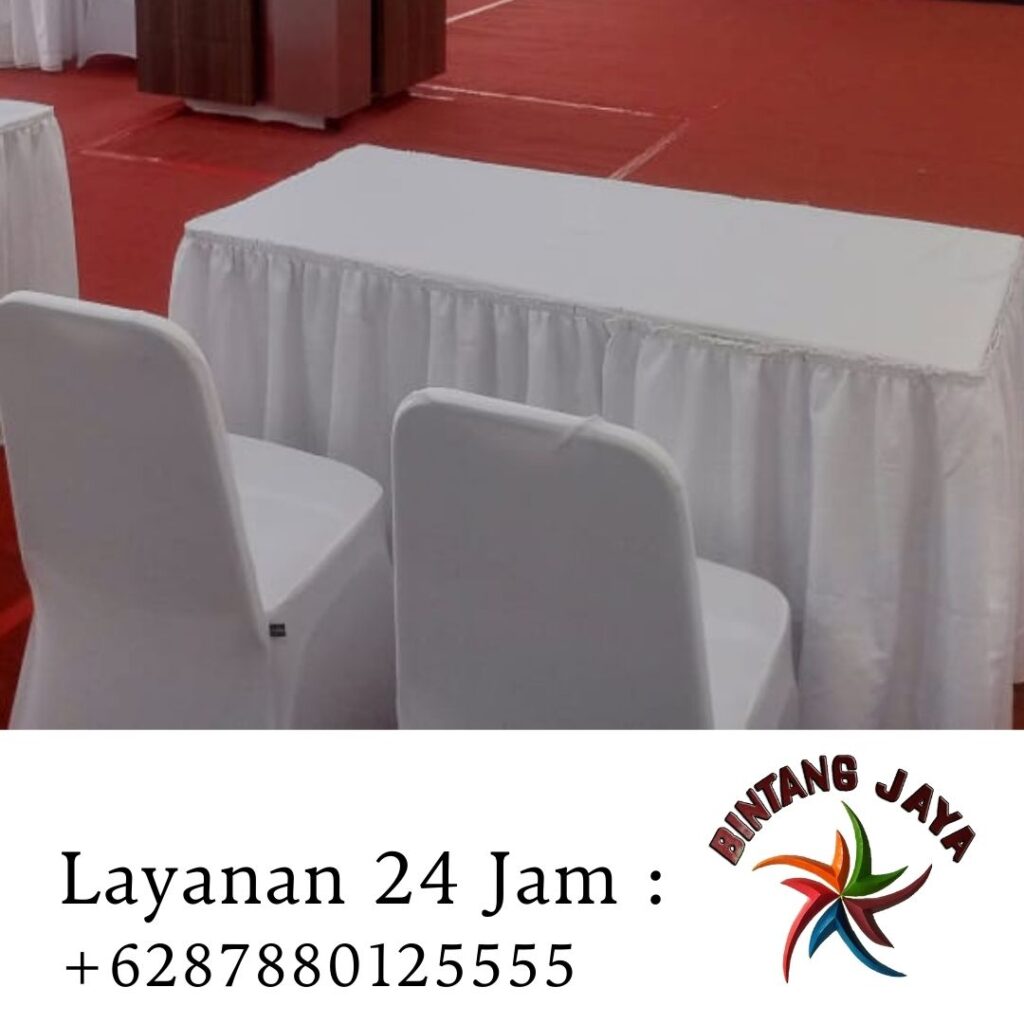 Sewa Meja Kotak Cover Putih Bersih Area Jakarta Pusat