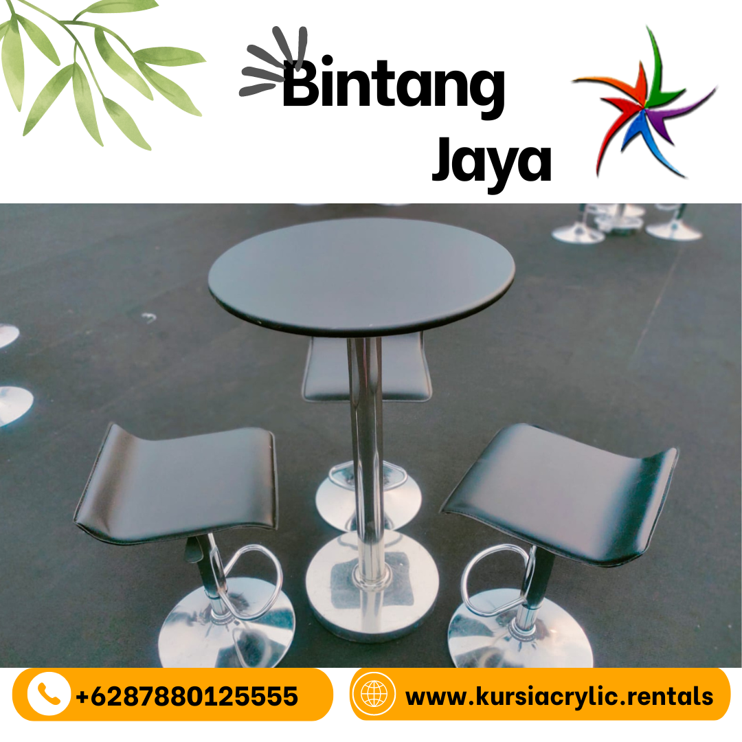 Rental Meja Bar Dan Kursi Bar Lapis Kalep Hitam Area Tangerang