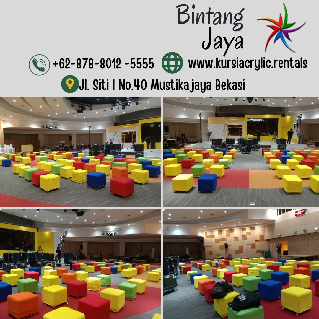 Jasa sewa Puff Kursi Kotak Cover Warna-warni Jakarta