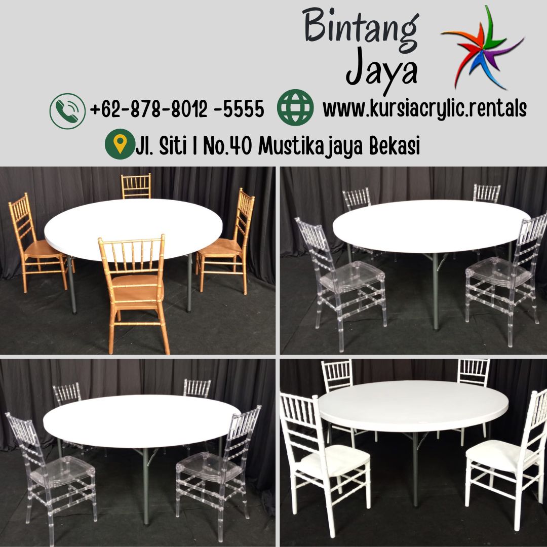 Rental Round Table Krisbow Putih Diameter 160cm Jakarta