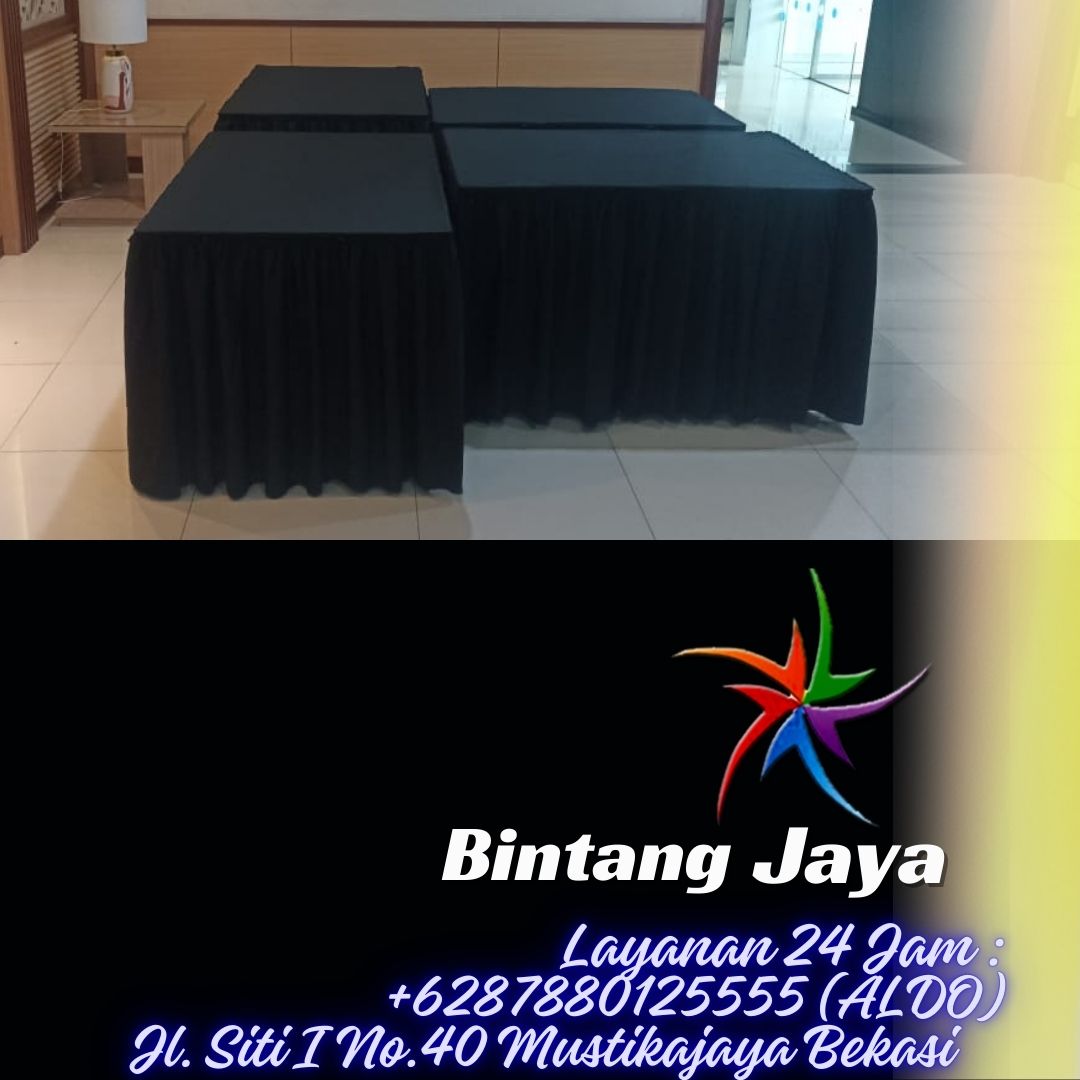 Sewa Meja Type Kotak Ukuran 60x120cm Cover Hitam Jakarta