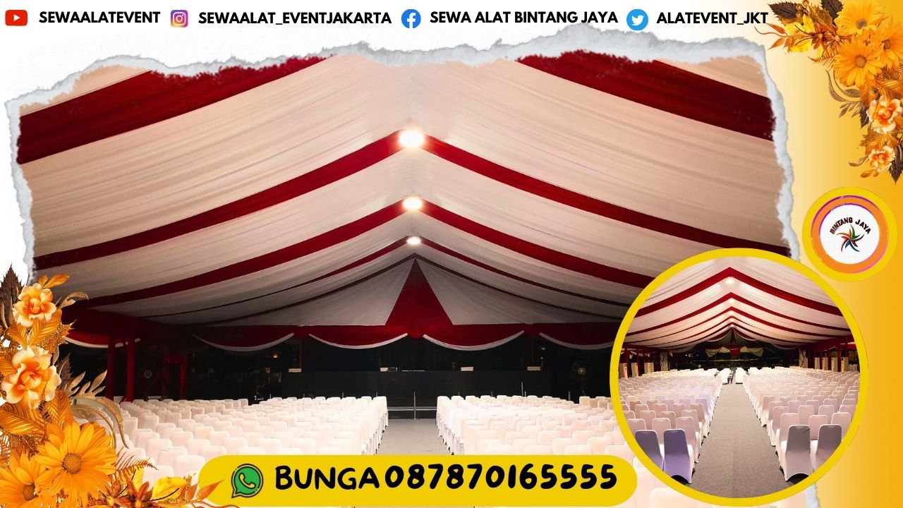 SEWA FLOORING DAN TENDA DEKORASI KAIN SERUT MERAH PUTIH BANDUNG