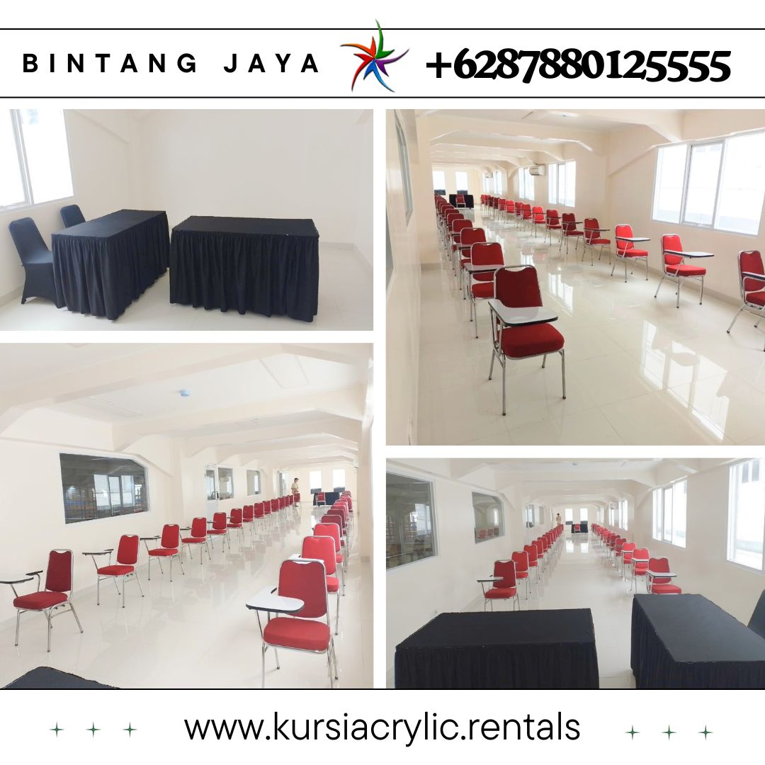 Sewa Kursi Kuliah Merah Dan Meja Kotak 120x80cm Murah Jakarta