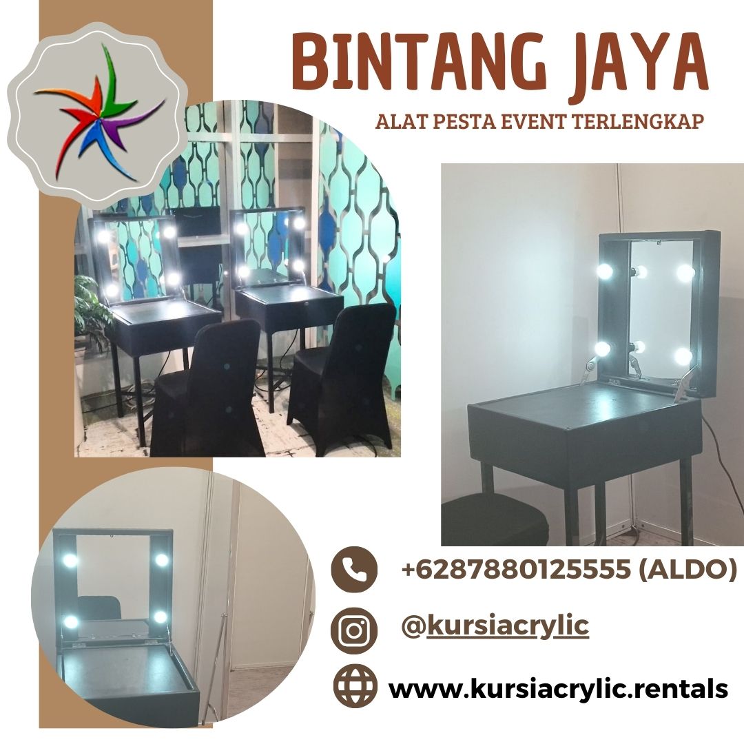 Sewa Meja Rias Kotak Portable Lengkap Lampu Area Jakarta