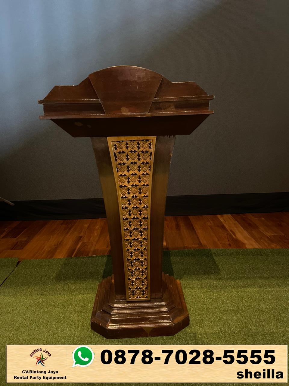 Sewa Podium Kayu Type VIP Jati Ukir Area Jakarta