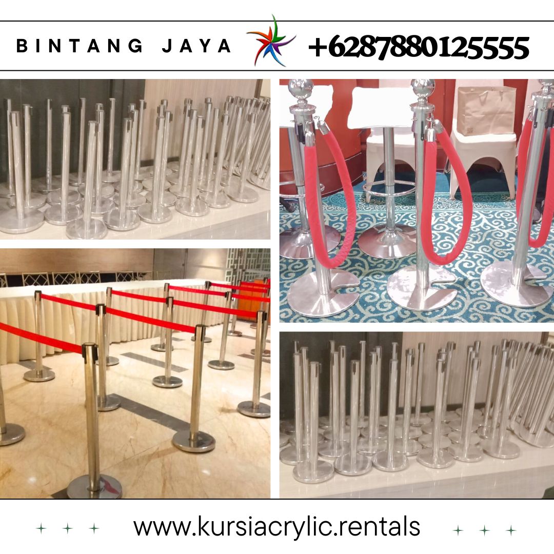 Sewa Tiang Antrian Type Vip Tali Bludru Merah Area Jakarta