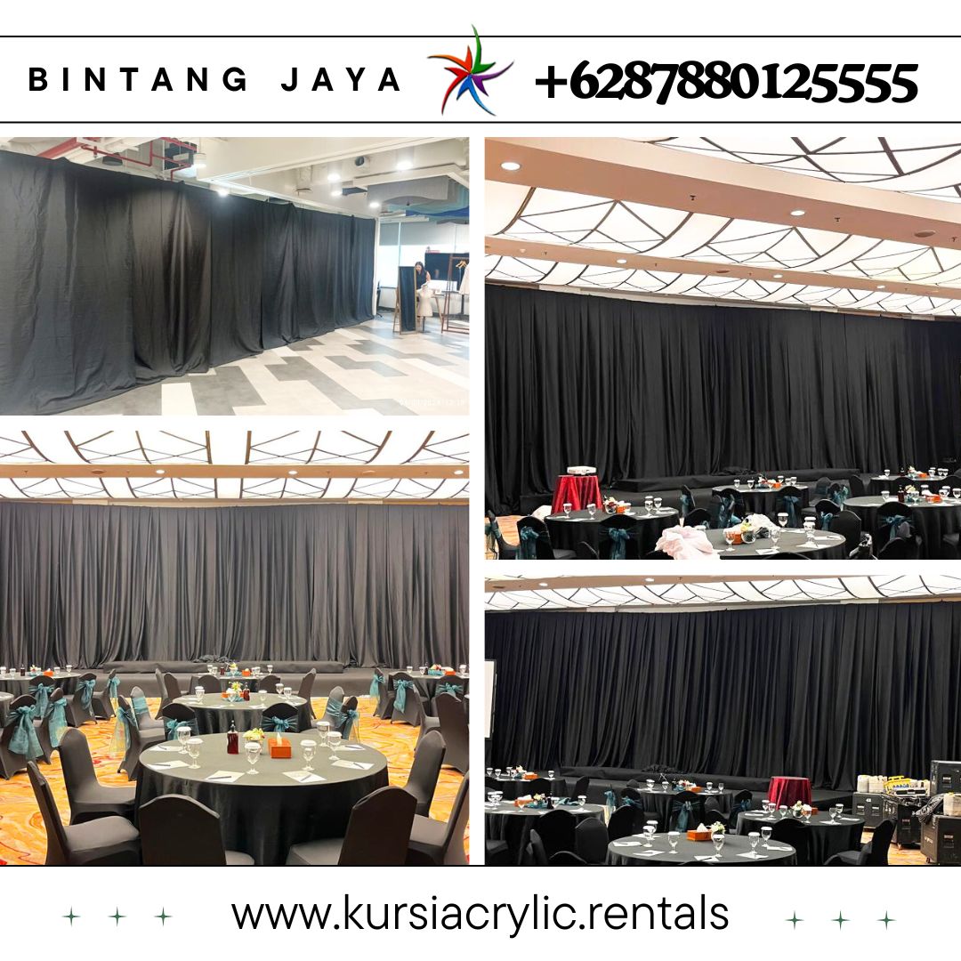 Sewa Tirai Hitam Tinggi 7 meter Finance Hall CIMB Niaga Jakarta