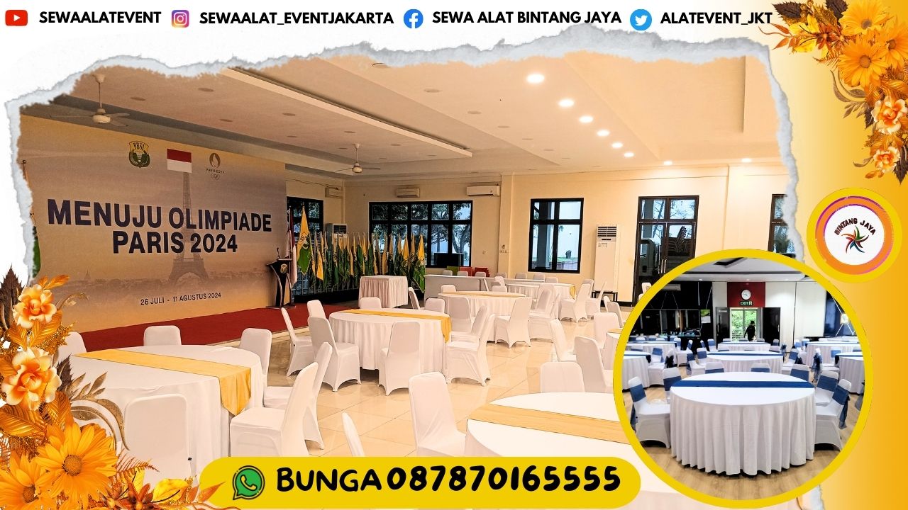 SEWA MEJA BUNDAR COVER TEBAR PUTIH D120CM AREA TERDEKAT BOGOR SIAP MEMERIAHKAN EVENT ANDA