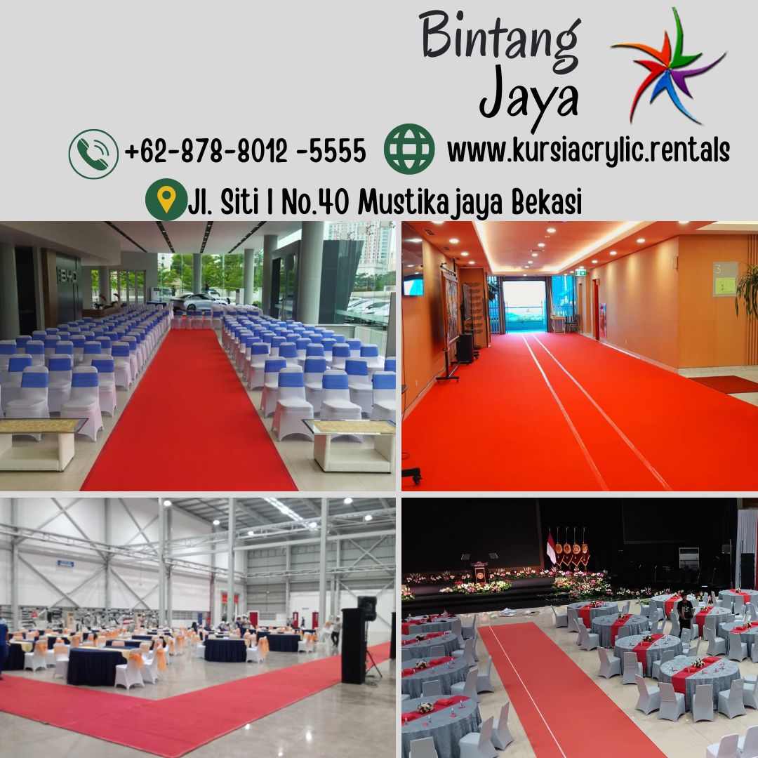 Rental Karpet Jalan Merah Dan Kursi Cover Putih Area Jakarta