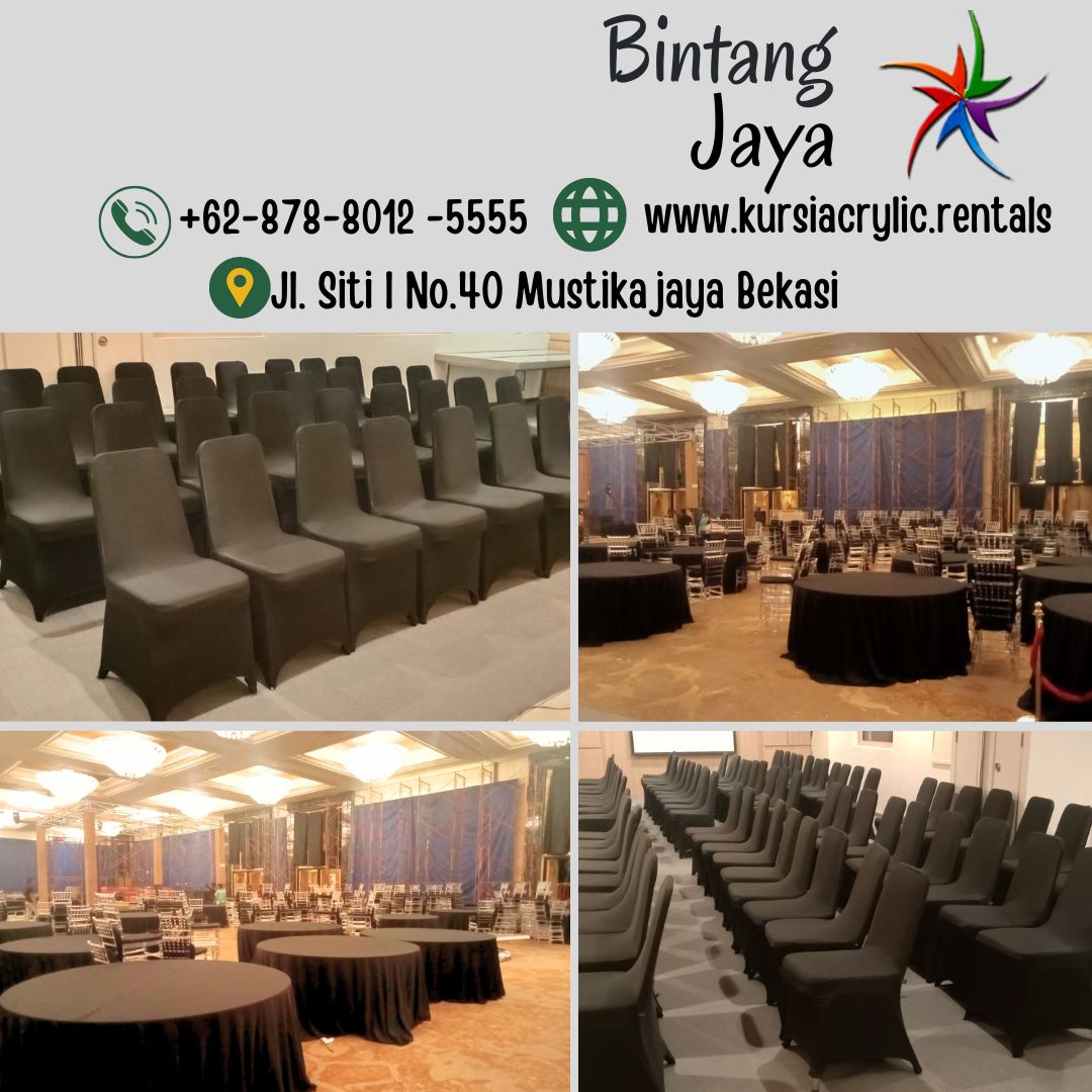 Supplier Sewa Kursi Dan Meja Bundar d120 Cover Hitam Area Jakarta
