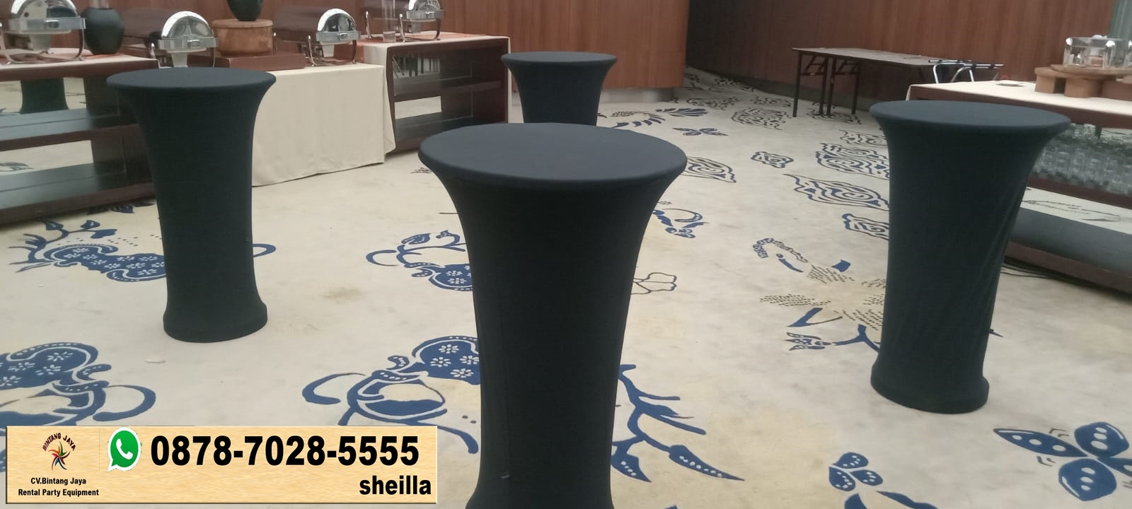 Sewa Meja Bar Cover Ketat Hitam Area Jakarta
