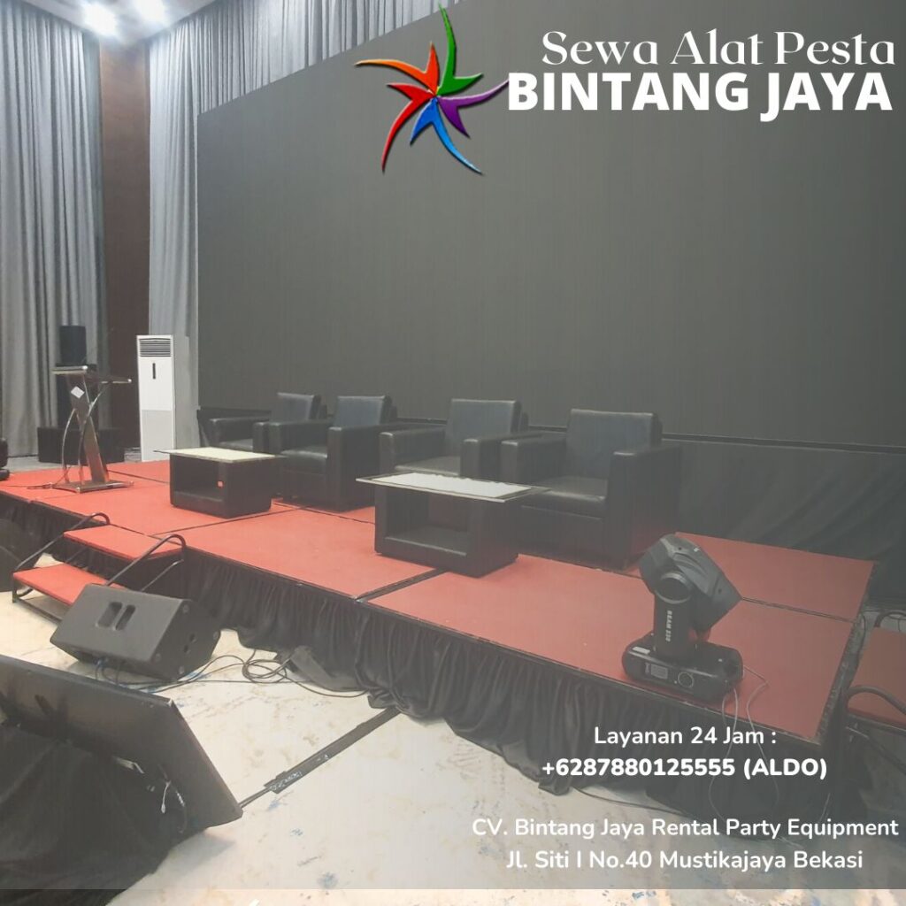 Sewa Panggung Dan Backdrop Merah Siap setting Area Jakarta