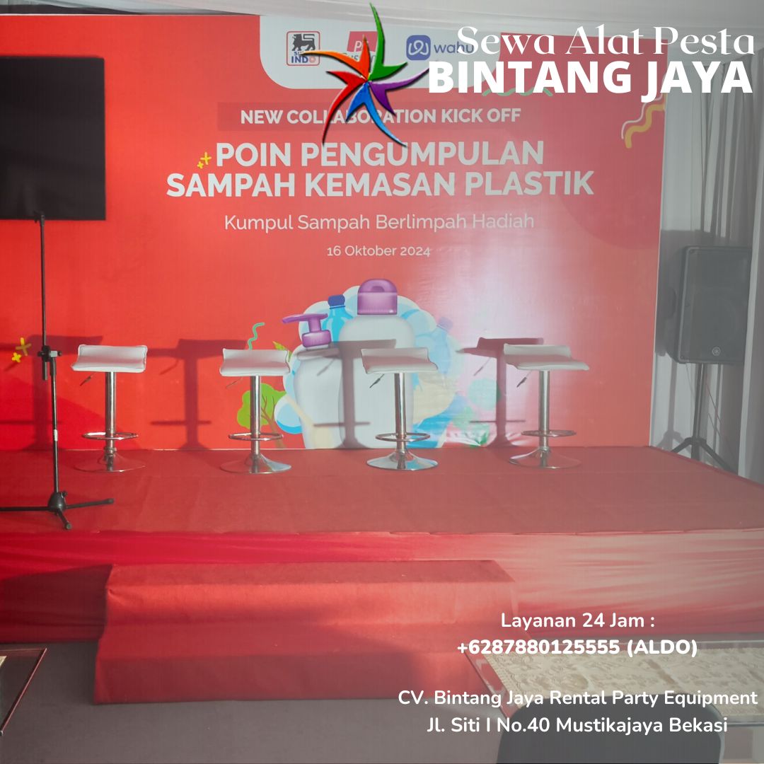 Sewa Panggung Dan Backdrop Merah Siap setting Area Jakarta
