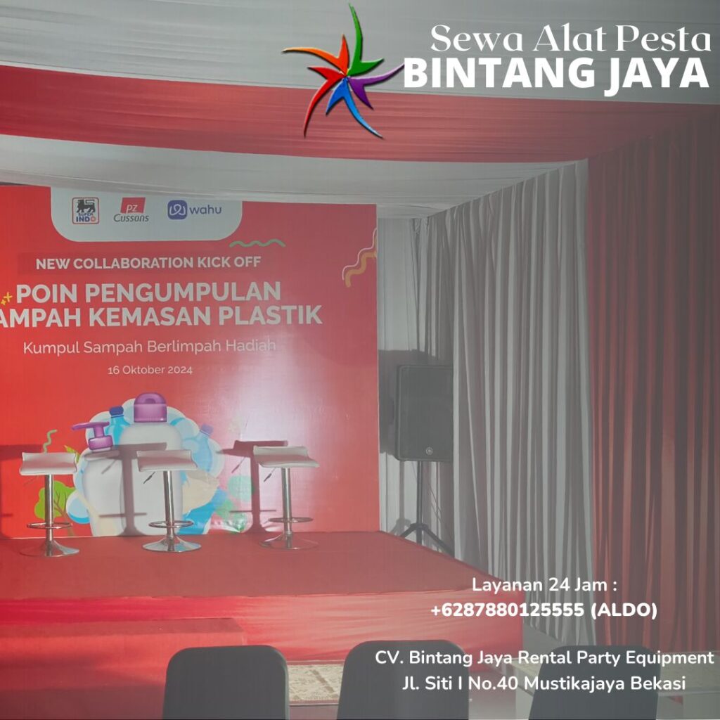 Sewa Panggung Dan Backdrop Merah Siap setting Area Jakarta