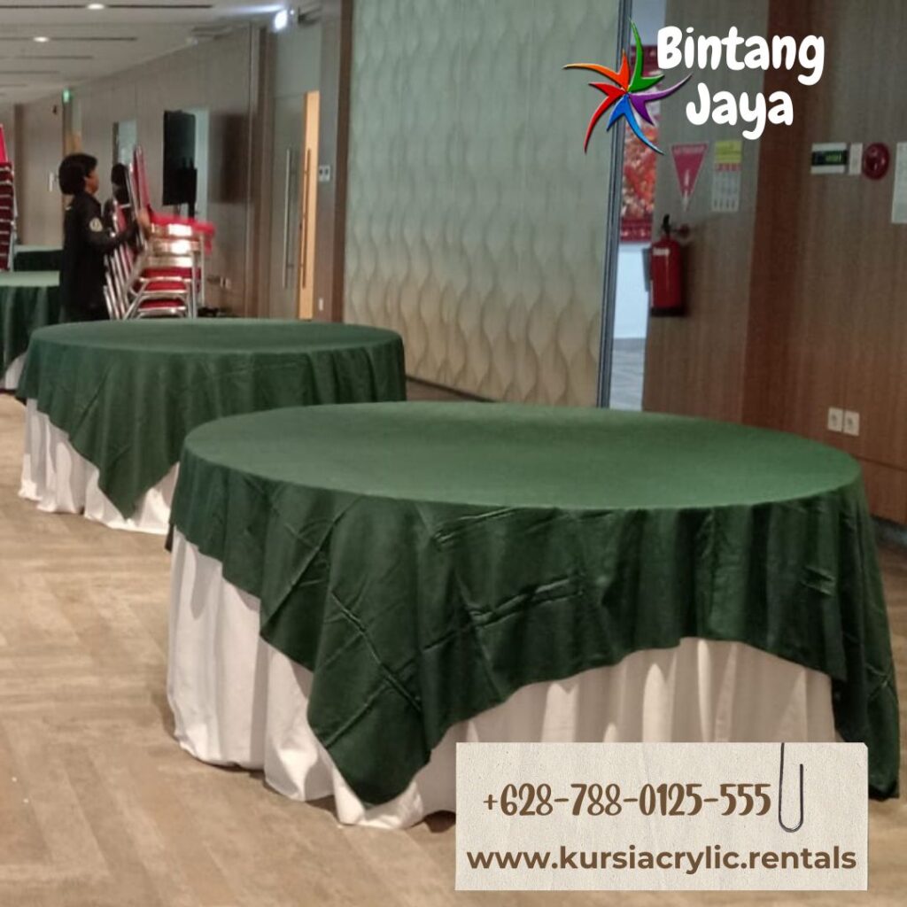 Sewa Round Table Topping Hijau Dan Kursi Futura Pita Hijau Jakarta