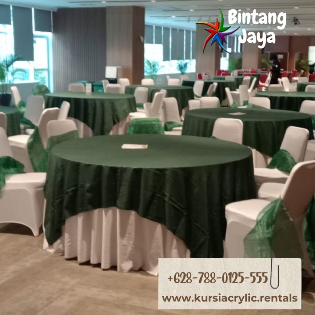 Sewa Round Table Topping Hijau Dan Kursi Futura Pita Hijau Jakarta