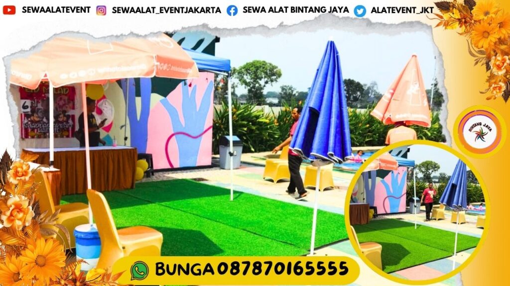 SEWA KARPET RUMPUT SINTETIS WARNA HIJAU FRESH SIAP MENGHIASI LANTAI EVENT AREA BOGOR