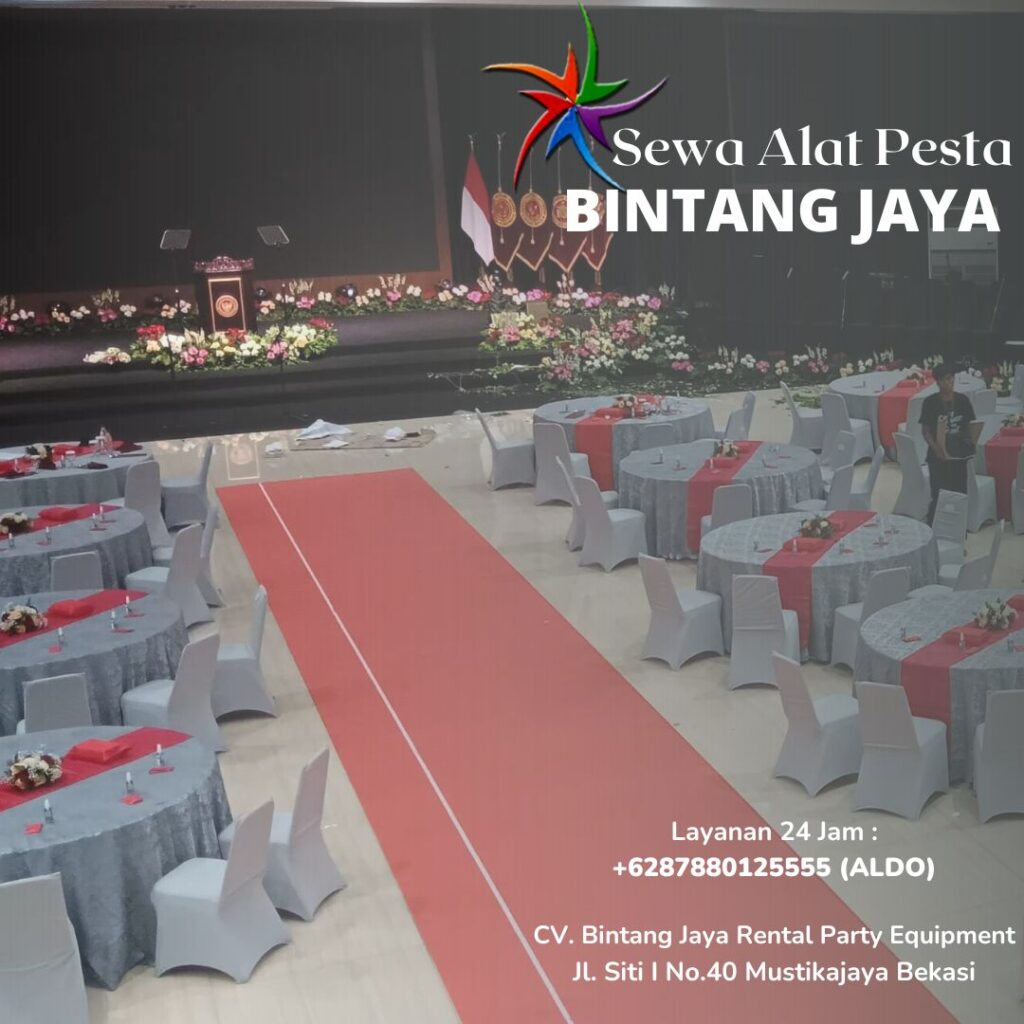 Rental Karpet Jalan Merah Dan Kursi Cover Putih Area Jakarta