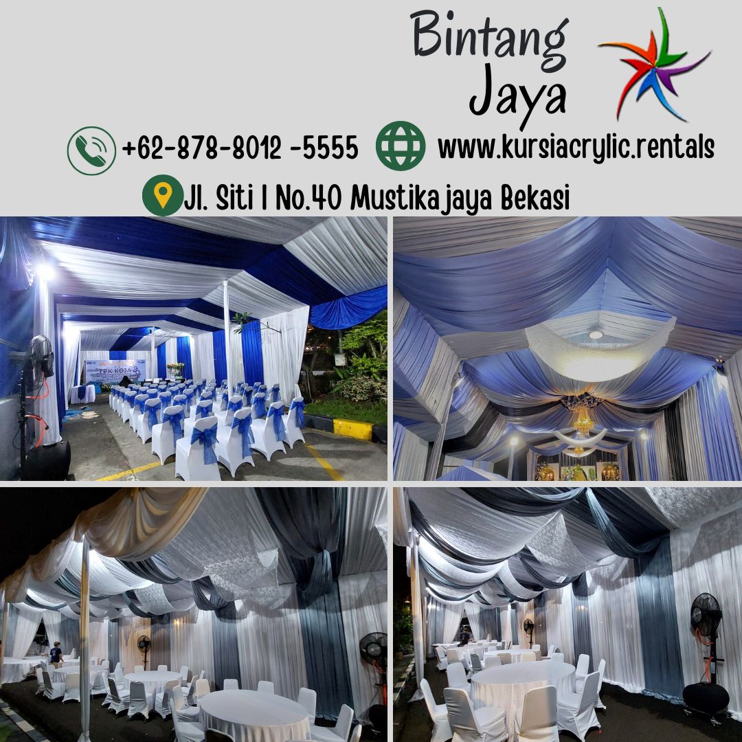 Layanan Sewa Tenda Konvensional Dekorasi Kain Serut Aneka Warna Jakarta
