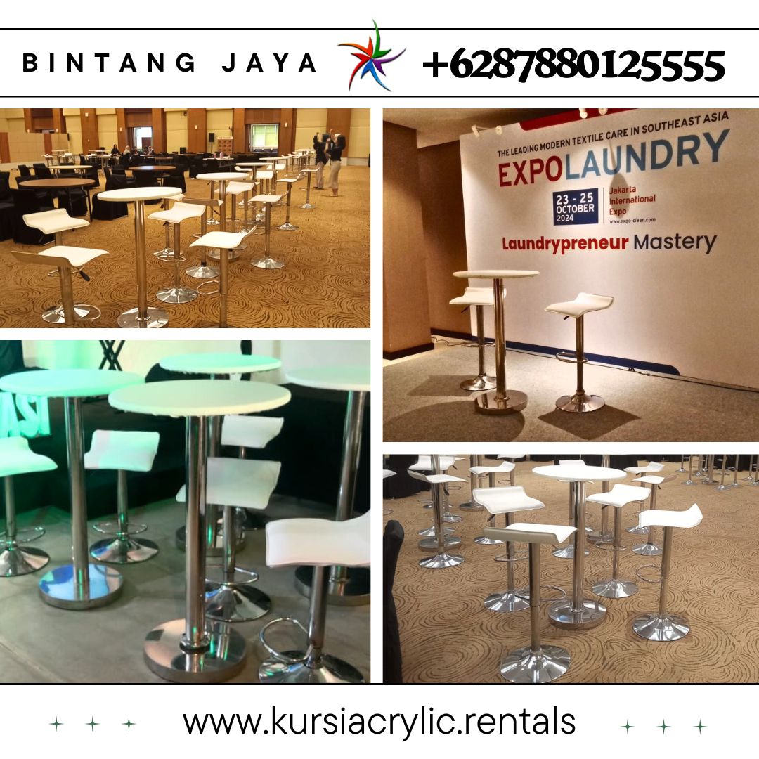 Sewa Barstool Putih Kaki stainless Area Jakarta