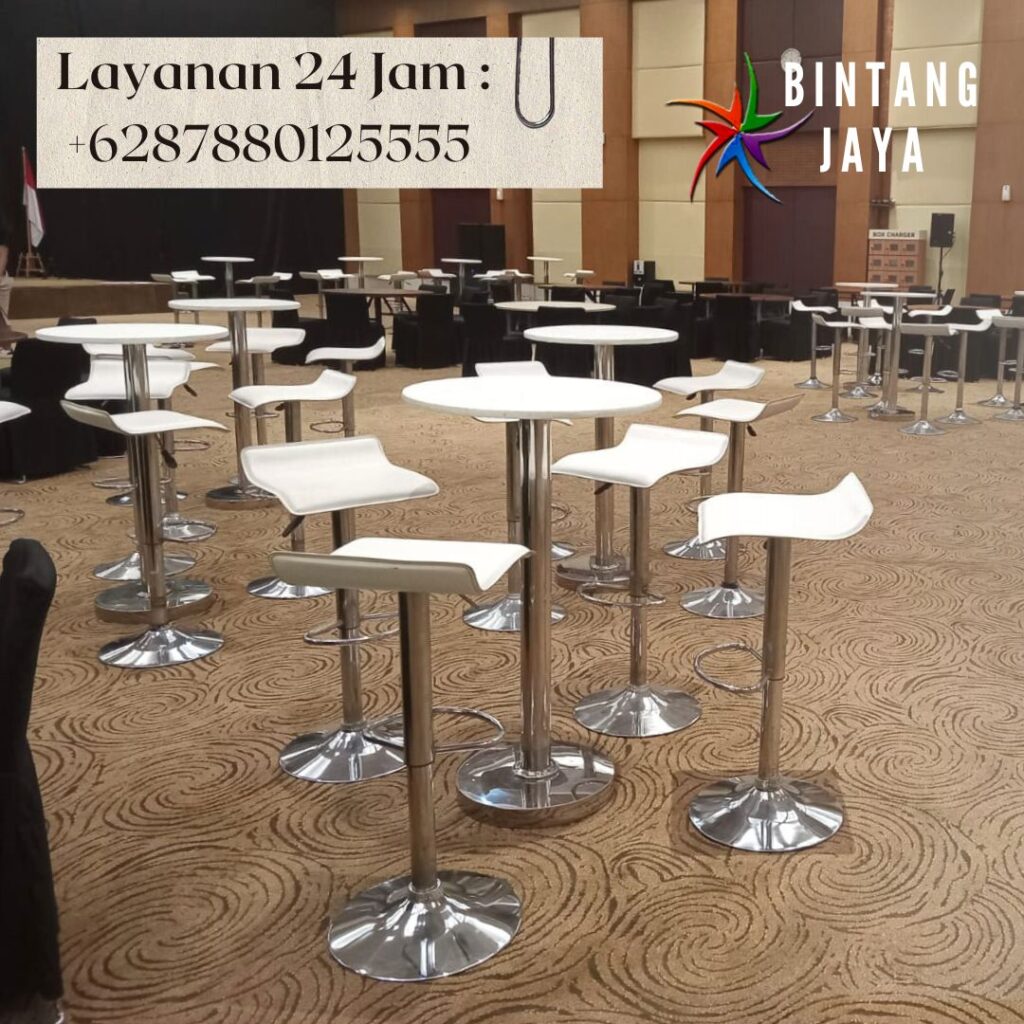 Sewa Barstool Putih Kaki stainless Area Jakarta