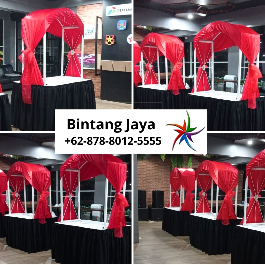Sewa Gubukan Stand Makanan Cover Merah Hitam Area Tangerang