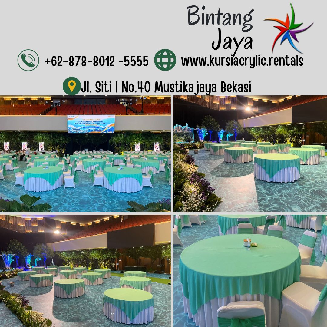 Sewa Meja Bulat Topping Hijau Area Bandung