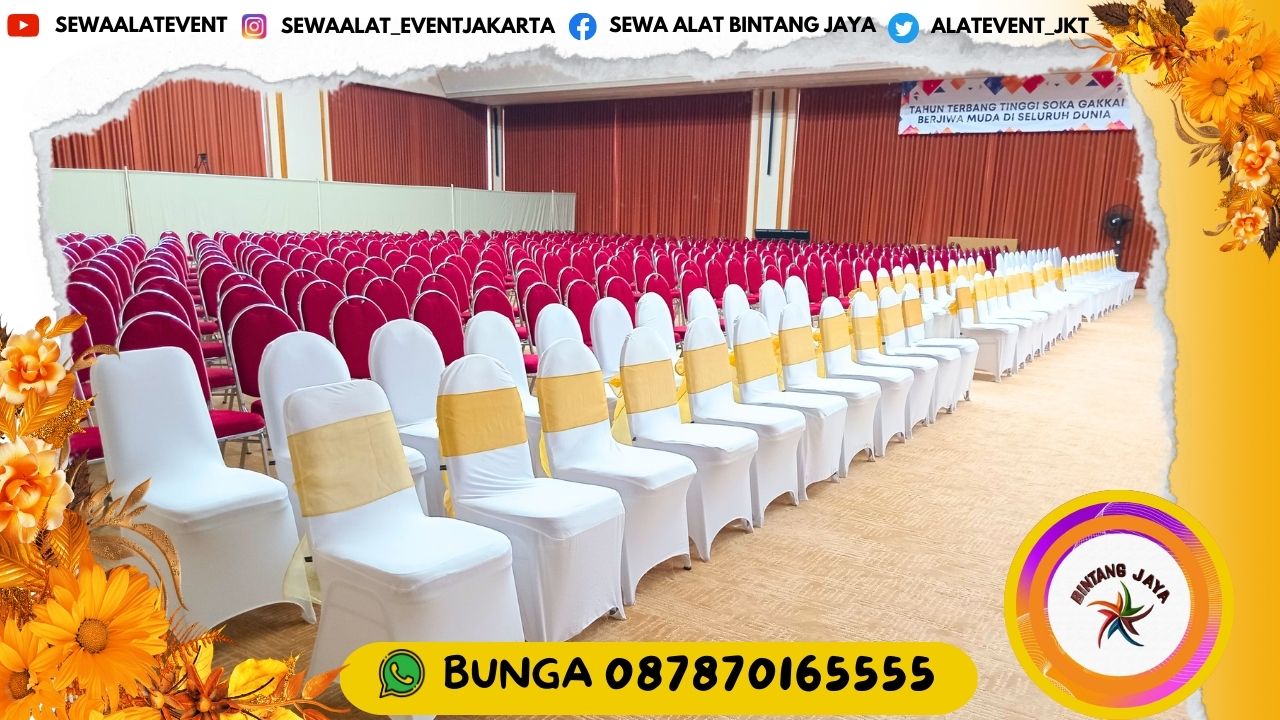 JASA SEWA KURSI SUSUN COVER PUTIH KETAT AREA JAKSEL HARGA SEWA TERJANGKAU AMAN DI KANTONG