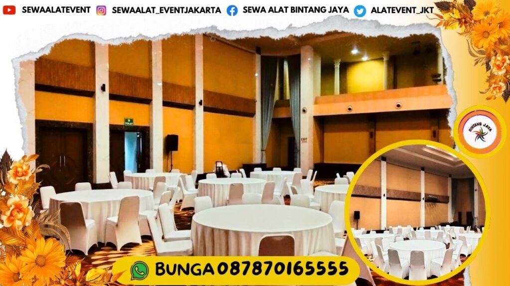 SEWA KURSI DAN MEJA BULAT SET COVER PUTIH AREA BANDUNG JABAR PENGIRIMAN CEPAT