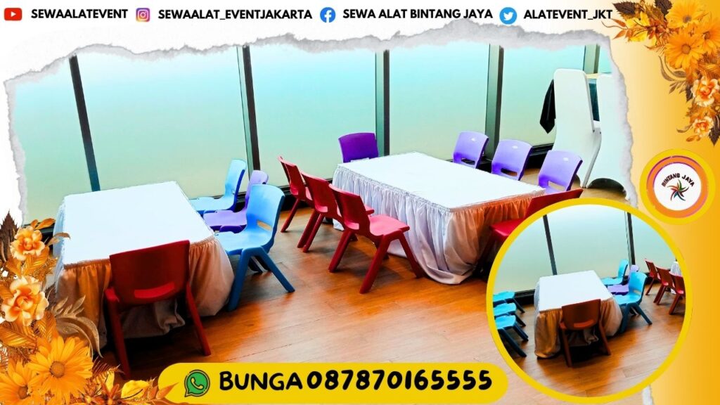 JASA SEWA MEJA DAN KURSI ANAK PLASTIK WARNA-WARNI AREA JAKARTA PUSAT PENGIRIMAN CEPAT