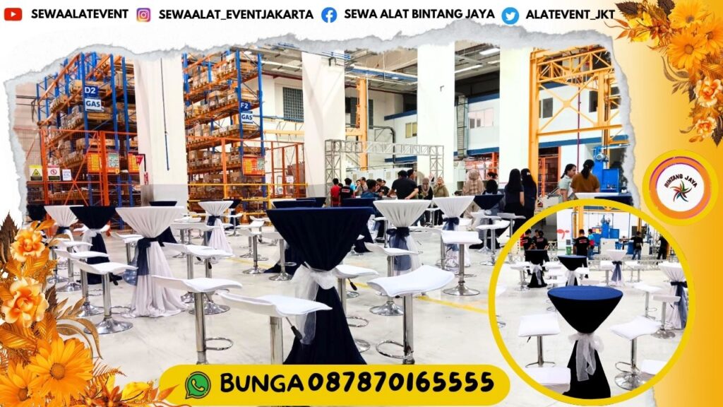 TEMPAT SEWA MEJA DAN KURSI BARSTOOL PUTIH KAKI STAINLESS KUALITAS PREMIUM JAKARTA EVENT ULANG TAHUN