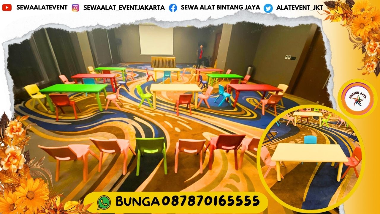 JASA SEWA MEJA DAN KURSI ANAK PLASTIK WARNA-WARNI AREA JAKARTA PUSAT PENGIRIMAN CEPAT