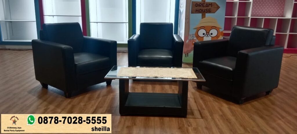 Jasa Sewa Meja VIP Kaca Kerangka Hitam Frame Stainless Area Bogor
