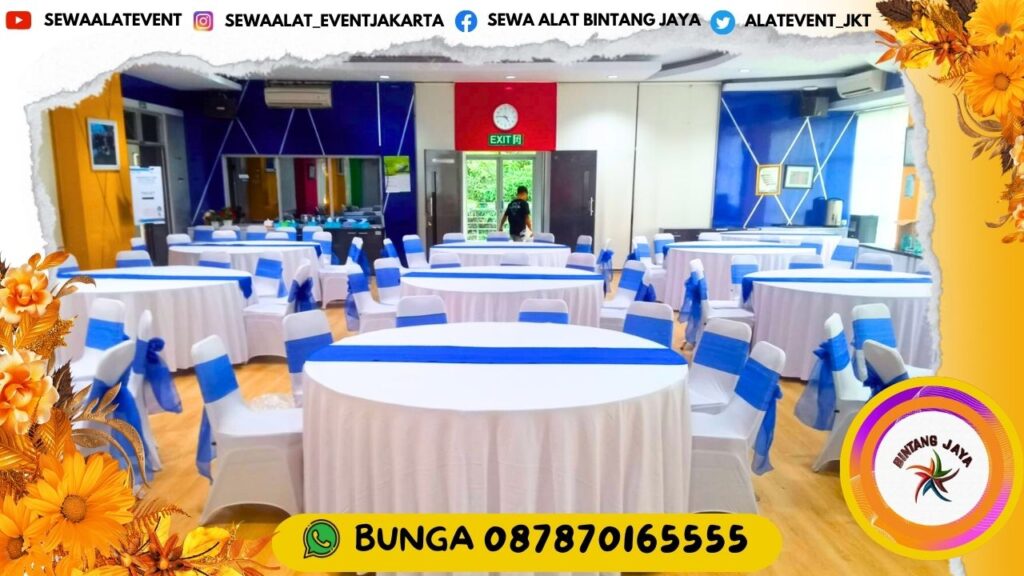 HARGA SPESIAL PROMO DESEMBER SEWA MEJA BUNDAR DAN KURSI COVER AREA JAKARTA 2024