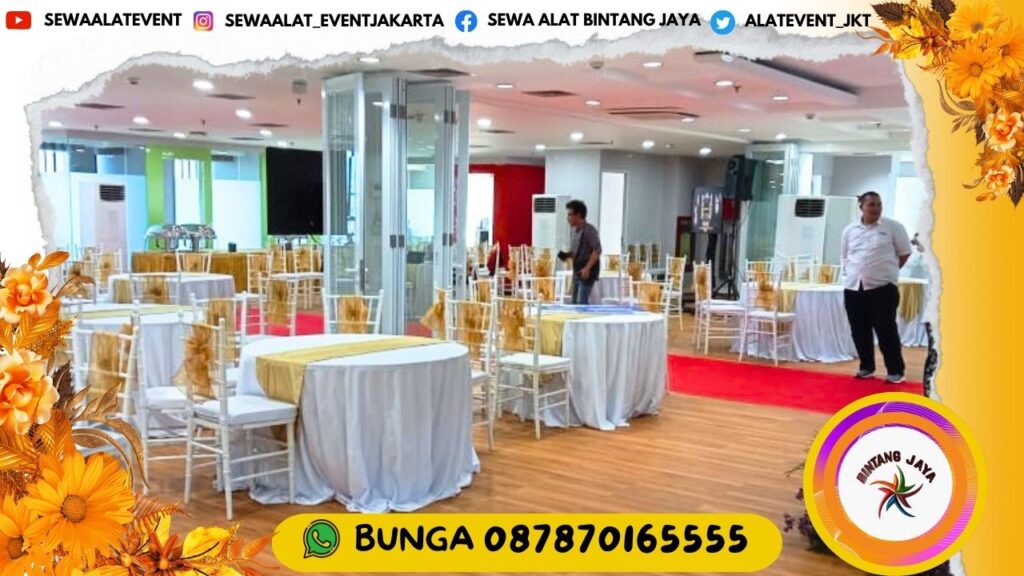 TEMPAT SEWA MEJA BUNDAR KURSI TIFFANY GOLD KAYU AREA BANDUNG JABAR FREE ONGKIR