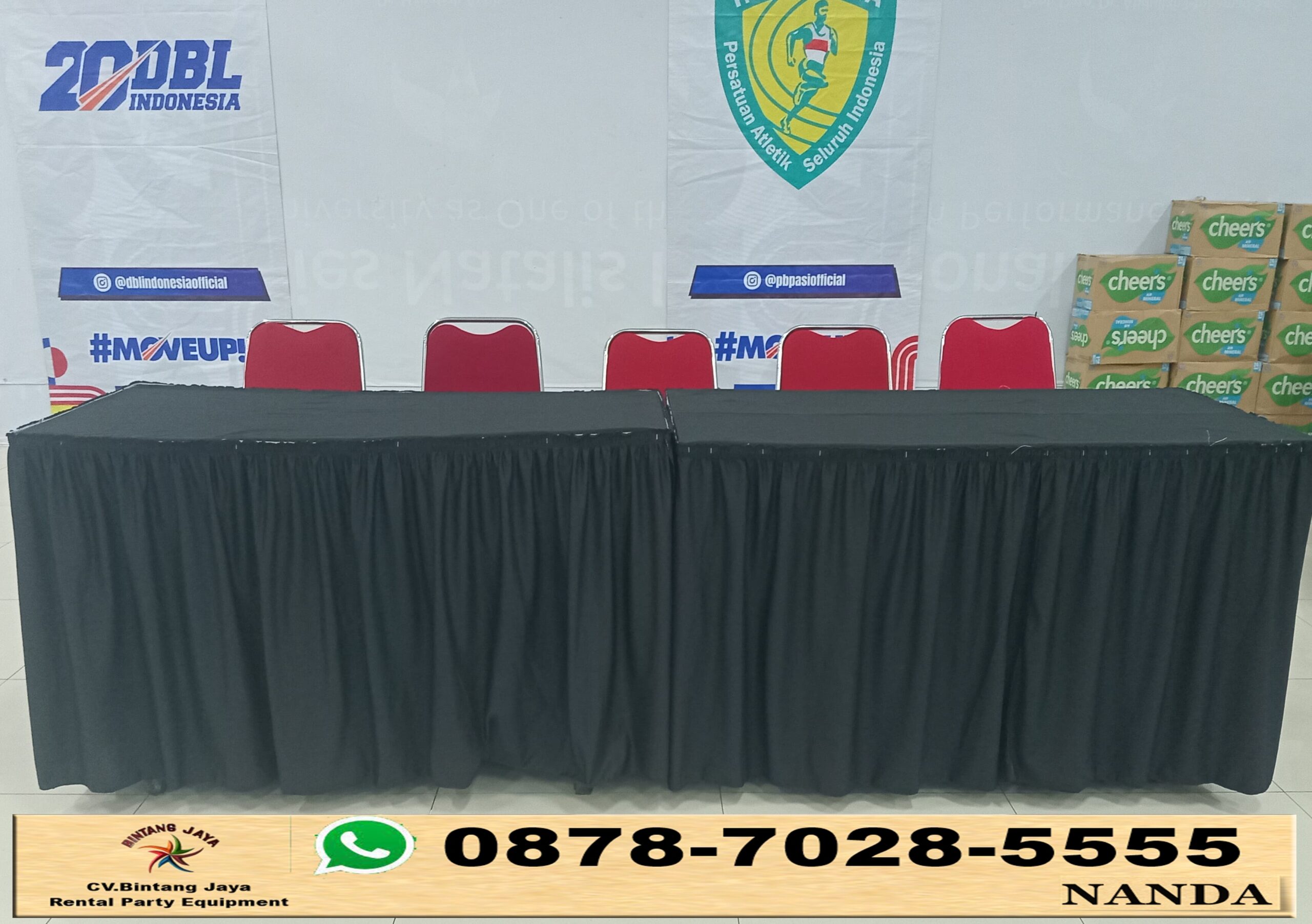 Sewa Meja Kotak Dan Meja Bundar Taplak Hitam Di Jakarta