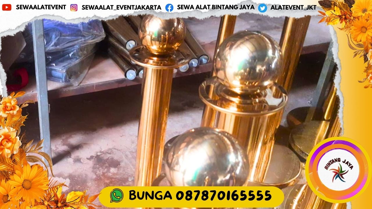 SEWA TIANG ANTRIAN GOLD TALI BLUDRU MERAH BIRU DAN HITAM DI JAKARTA HARGA SEWA KOMPETITIF