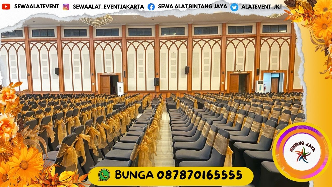 SEWA KURSI SUSUN COVER HITAM KETAT PITA GOLD DI JAKARTA SIAP ANTAR RATUSAN UNIT